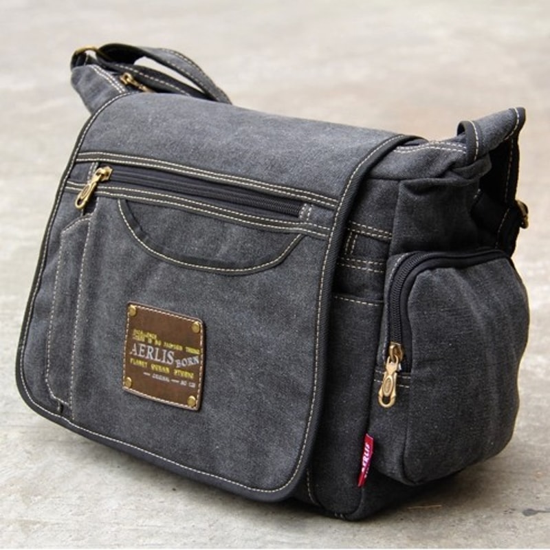 Vintage Canvas Crossbody Messenger Bag For Men Travel Shoulder Satchel 4