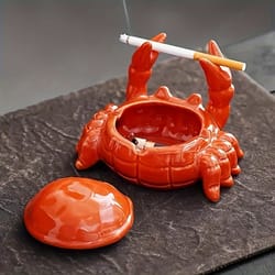 charming crab ceramic ashtray with lid decorative novelty desk accent