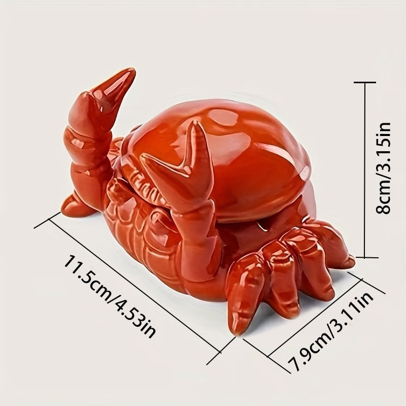 Charming Crab Ceramic Ashtray With Lid Decorative Novelty Desk Accent 1
