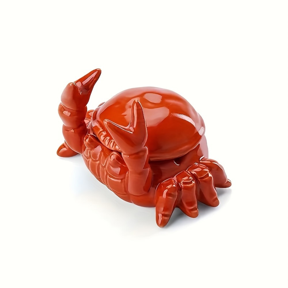 Charming Crab Ceramic Ashtray With Lid Decorative Novelty Desk Accent 5