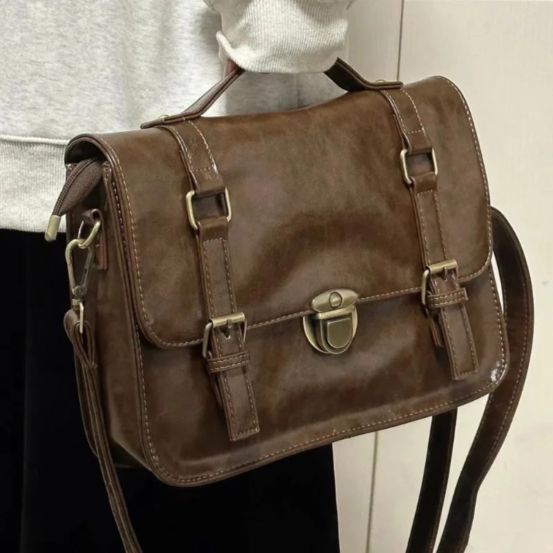 Vintage Canvas Crossbody Backpack Preppy Style Shoulder Bag for Women