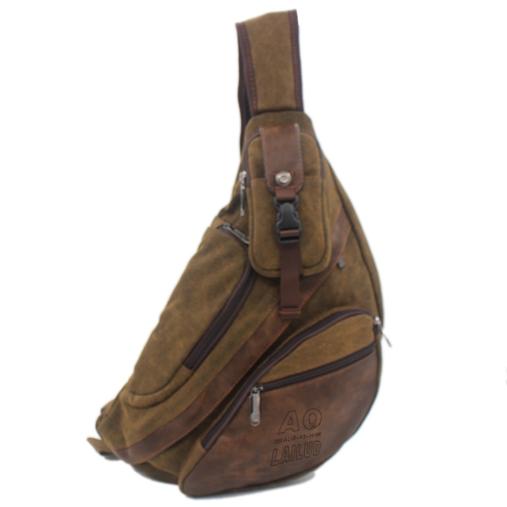 Canvas Men Sling Backpack Crossbody Travel Chest Bag with Laptop Compartment