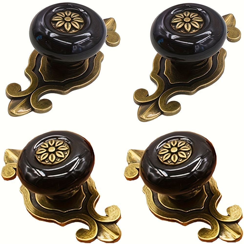 Vintage Ceramic Cabinet Knobs with Zinc Base Decorative Drawer and Wardrobe Handles