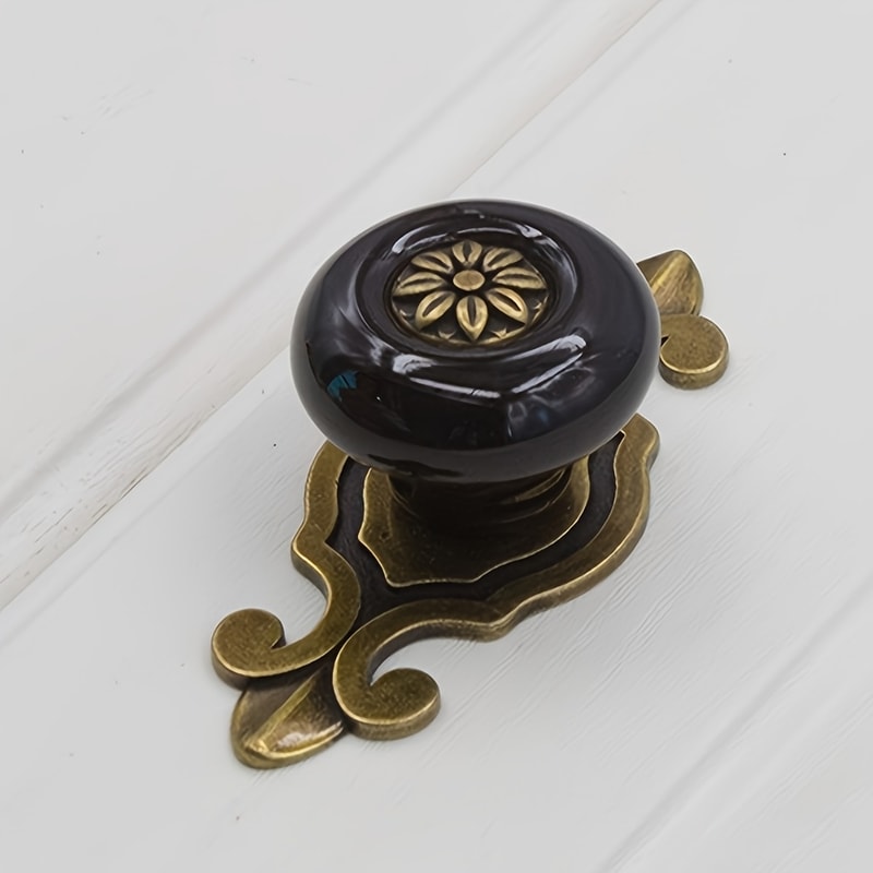 Vintage Ceramic Cabinet Knobs with Zinc Base Decorative Drawer and Wardrobe Handles