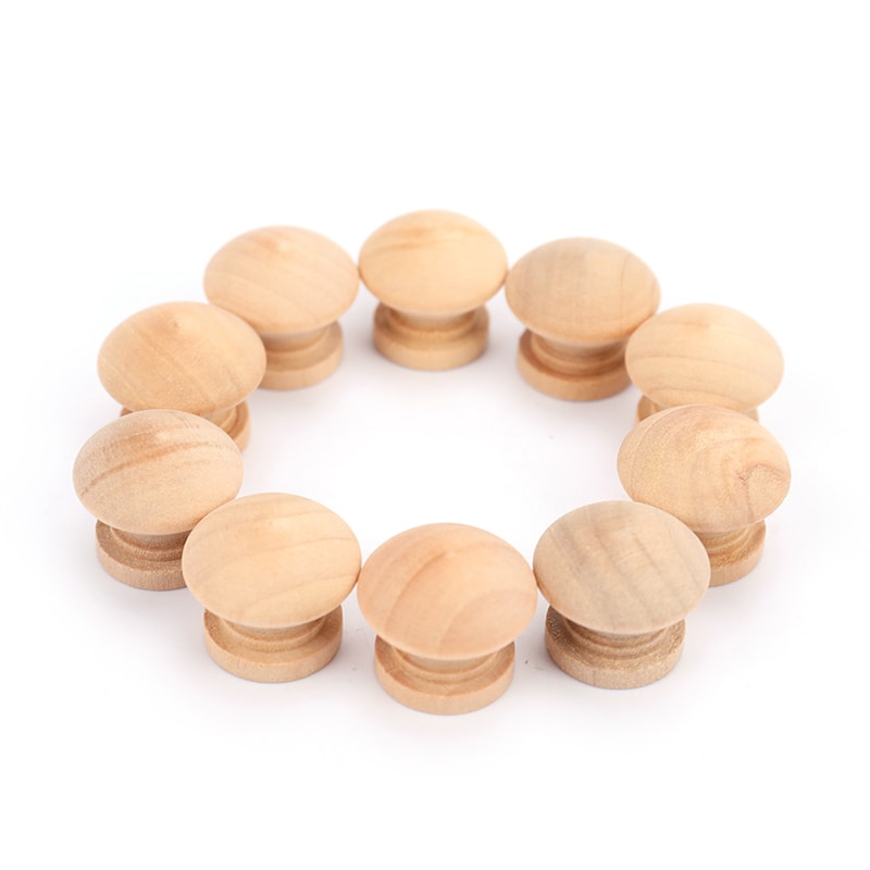 Natural Wood Cabinet Knobs Set Round Wooden Drawer Handles For Kitchen 0