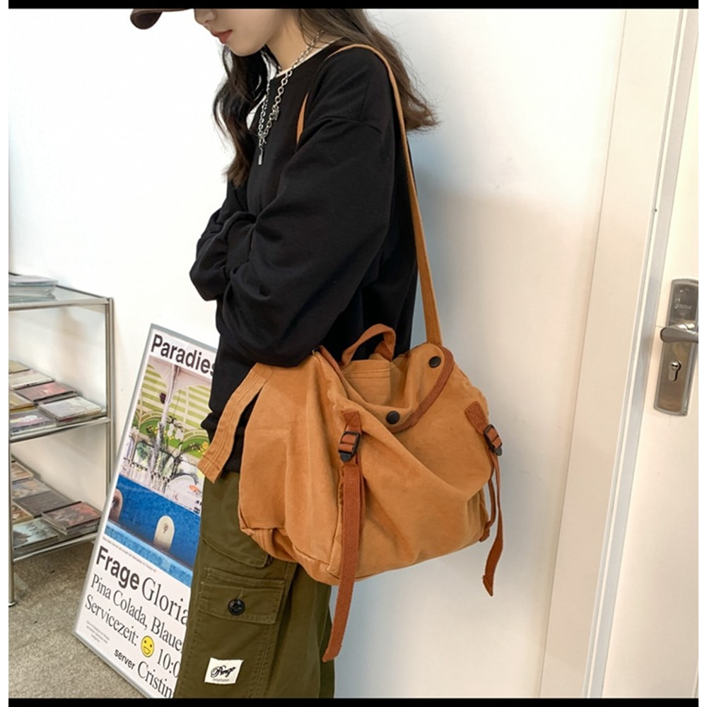 Canvas Messenger Bag Large Tote Multi Pocket Unisex Shoulder Bag 1