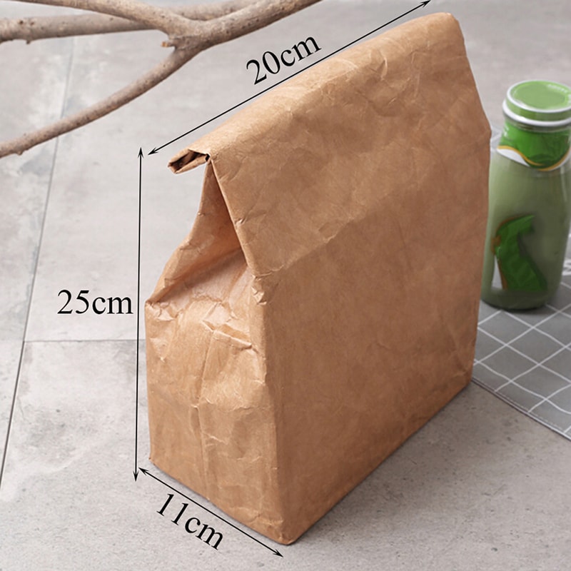 Reusable Insulated Kraft Paper Lunch Bag with Thermal Lining