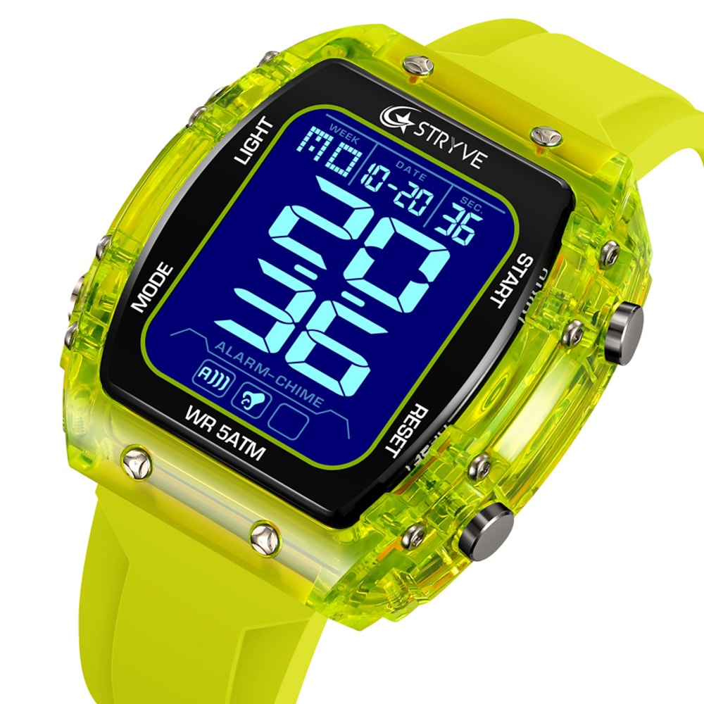 Mens Waterproof Digital Sports Watch With Chronograph Silicone Band 1