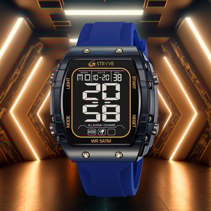 Mens Waterproof Digital Sports Watch With Chronograph Silicone Band 2