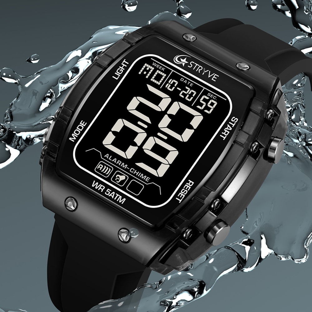 Mens Waterproof Digital Sports Watch With Chronograph Silicone Band 3