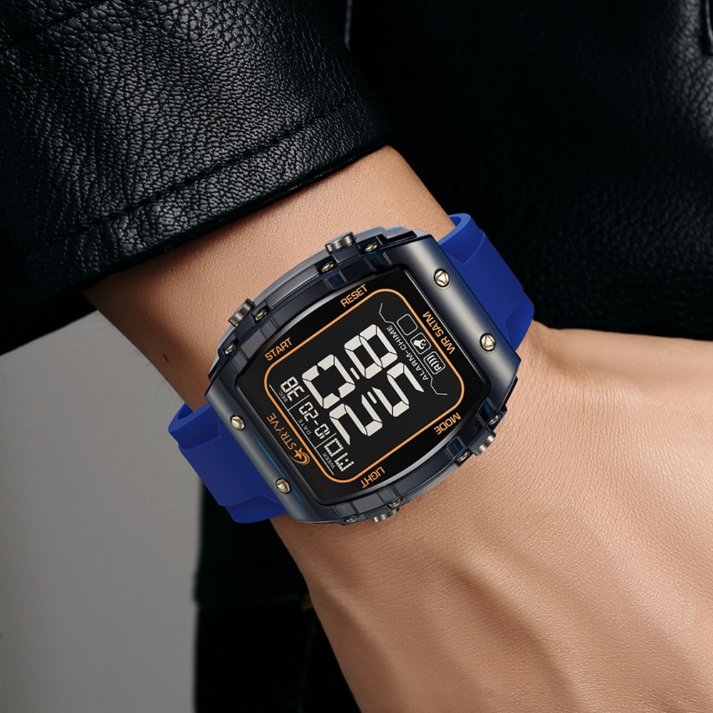 Mens Waterproof Digital Sports Watch With Chronograph Silicone Band 4
