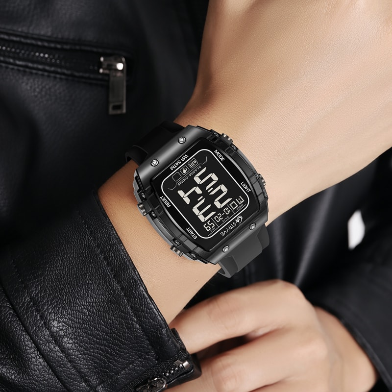 Mens Waterproof Digital Sports Watch With Chronograph Silicone Band 5