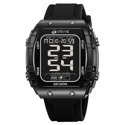 mens waterproof digital sports watch with chronograph & silicone band