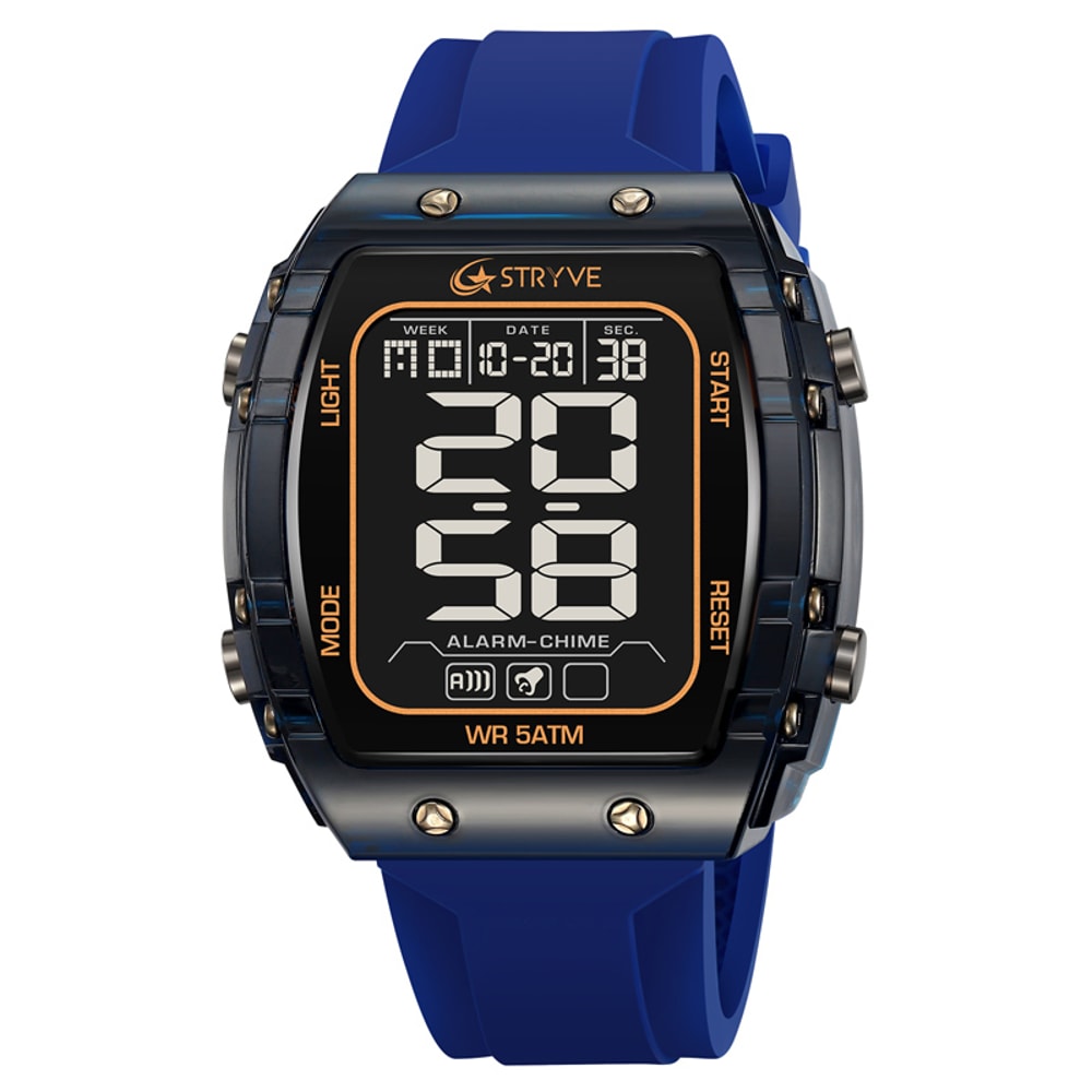 Mens Waterproof Digital Sports Watch with Chronograph & Silicone Band