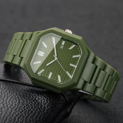 mens square dial quartz sports watch with calendar – durable casual wristwatch