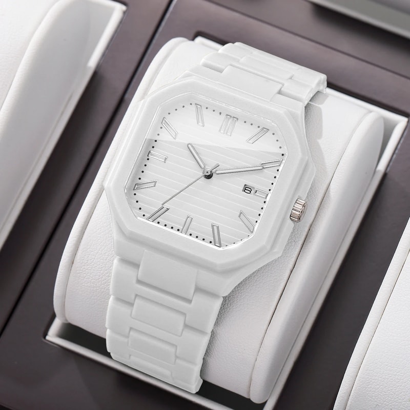 Mens Square Dial Quartz Sports Watch With Calendar Durable Casual Wristwatch 4