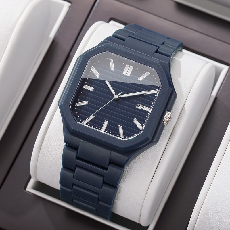 Mens Square Dial Quartz Sports Watch with Calendar – Durable Casual Wristwatch