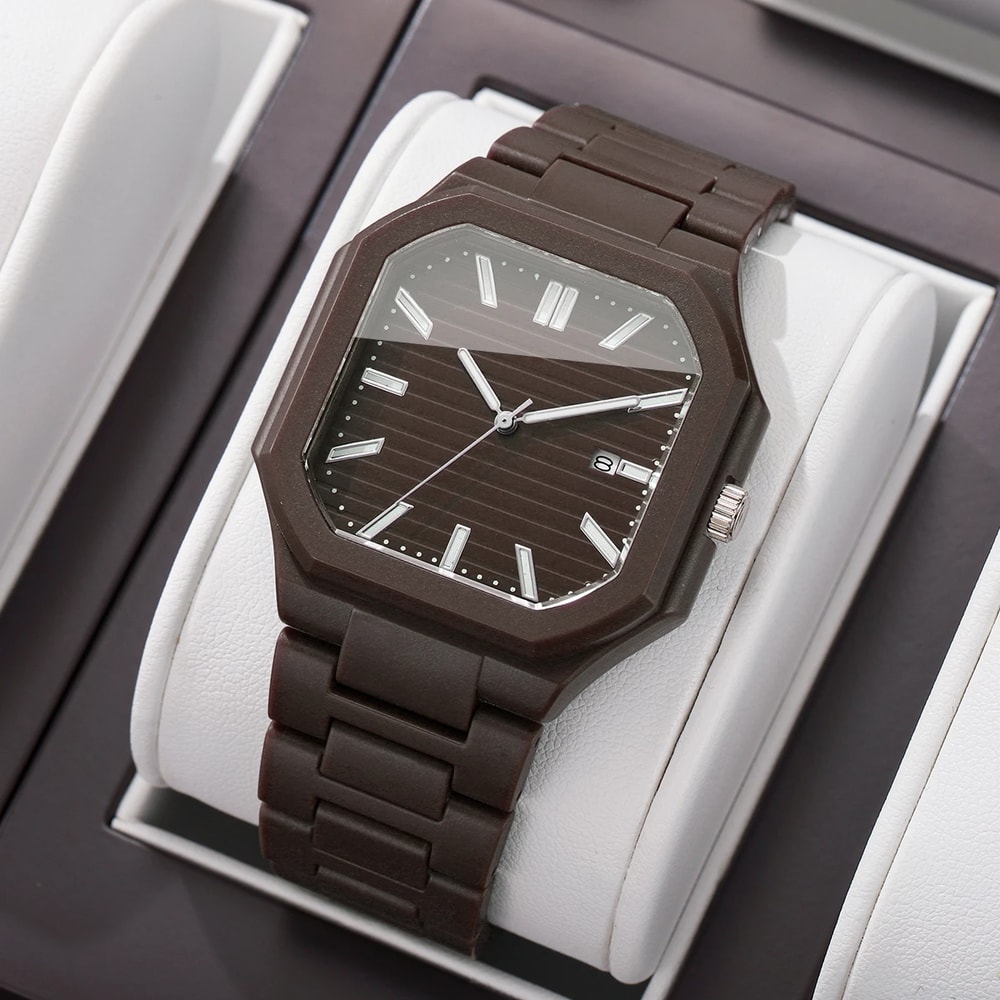 Mens Square Dial Quartz Sports Watch with Calendar – Durable Casual Wristwatch