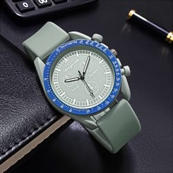 stylish silicone band women sports watch with quartz movement & three dial design