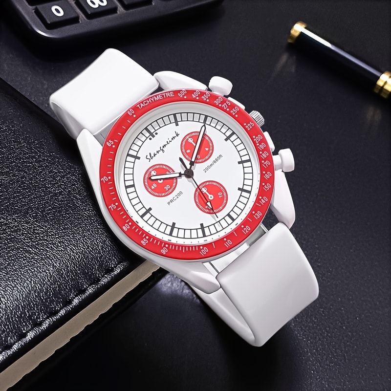 Stylish Silicone Band Women Sports Watch With Quartz Movement Three Dial Design 6