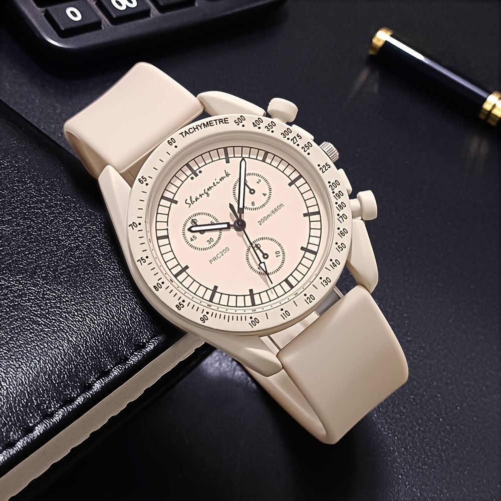 Stylish Silicone Band Women Sports Watch With Quartz Movement Three Dial Design 11