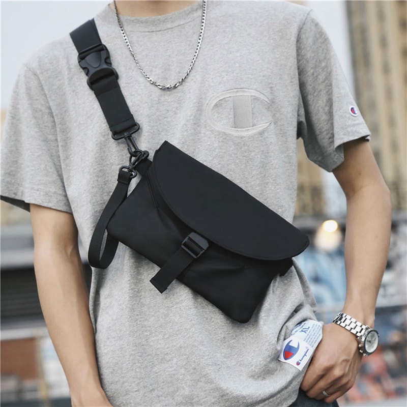 Mens Nylon Crossbody Chest Pack Lightweight Running Cycling Sling Bag 2