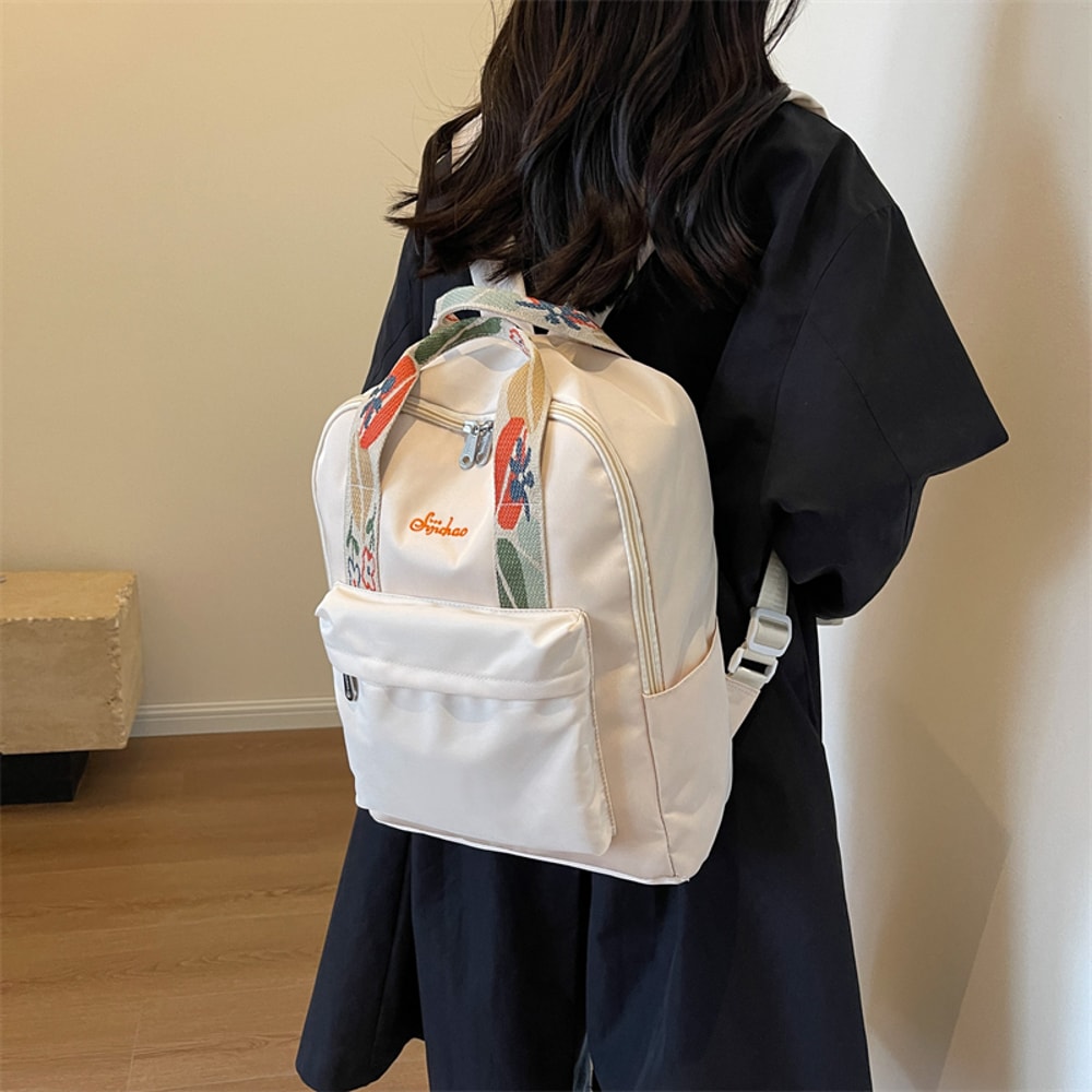 Floral Nylon Women Backpack Large Capacity Multi Pocket Travel School Bag 2