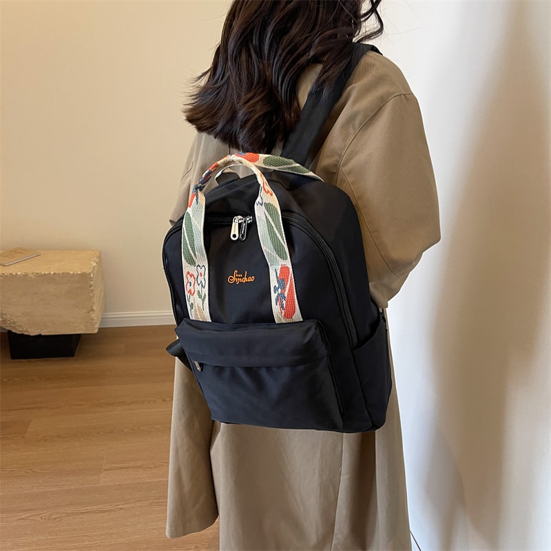 Floral Nylon Women Backpack Large Capacity Multi Pocket Travel School Bag 3