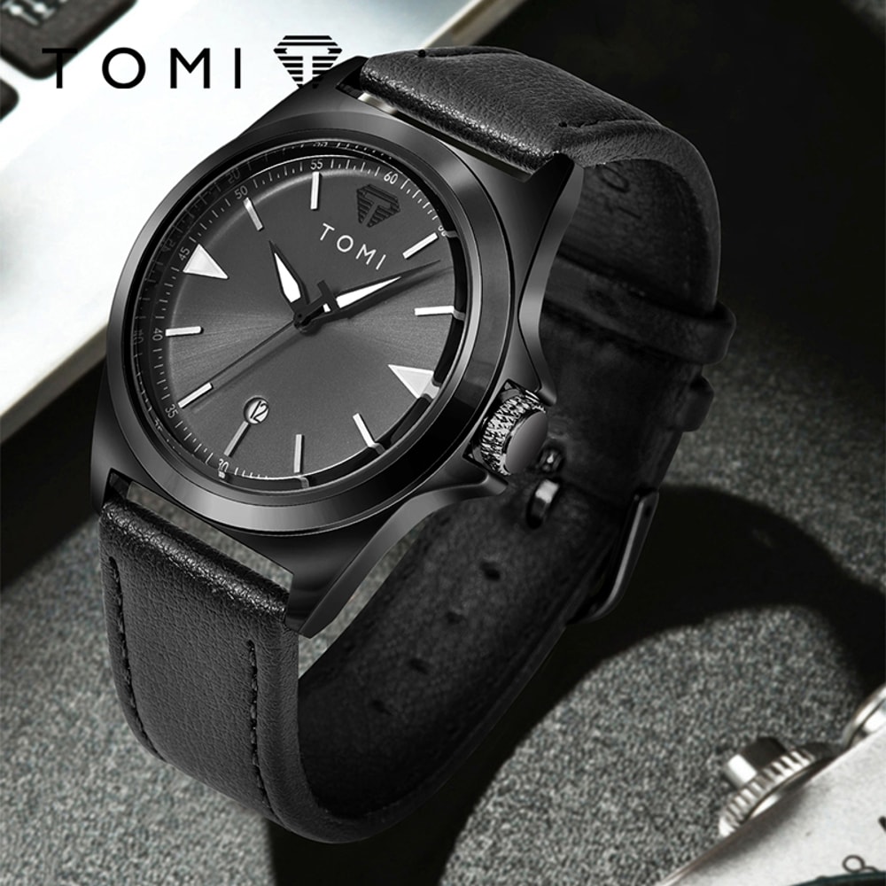 TOMI Minimalist Quartz Mens Watch Classic Business Casual Watch Elegant Round Dial 0