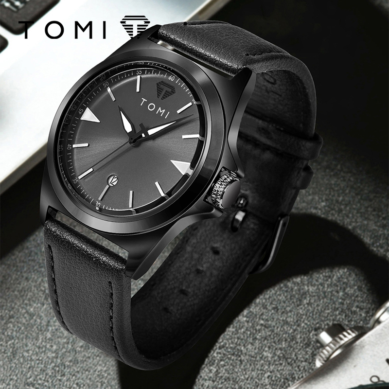 TOMI Minimalist Quartz Mens Watch Classic Business Casual Watch Elegant Round Dial 0