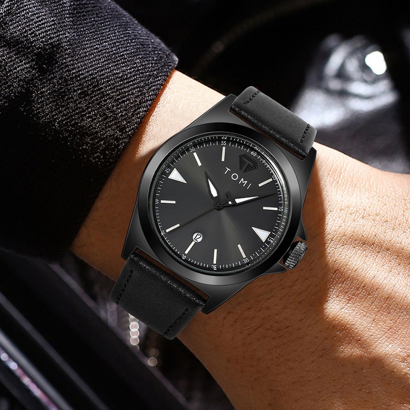 TOMI Minimalist Quartz Mens Watch Classic Business Casual Watch Elegant Round Dial 1