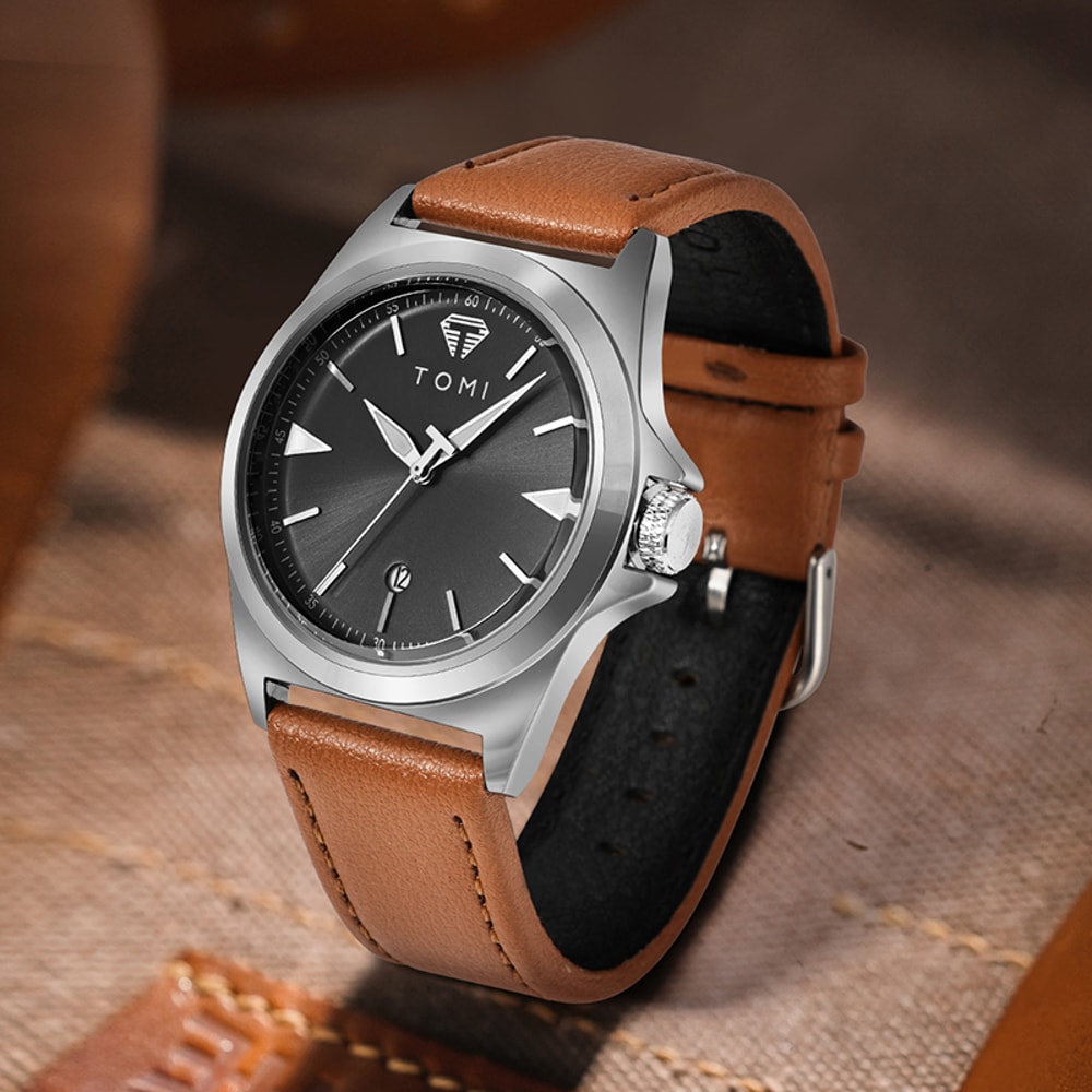 TOMI Minimalist Quartz Mens Watch Classic Business Casual Watch Elegant Round Dial 2