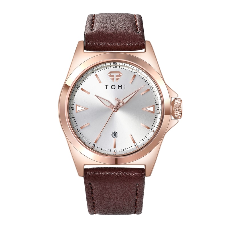 TOMI Minimalist Quartz Mens Watch Classic Business Casual Watch Elegant Round Dial 9