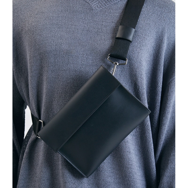 Men Crossbody Bag PU Leather Slim Shoulder Messenger for Everyday Carry