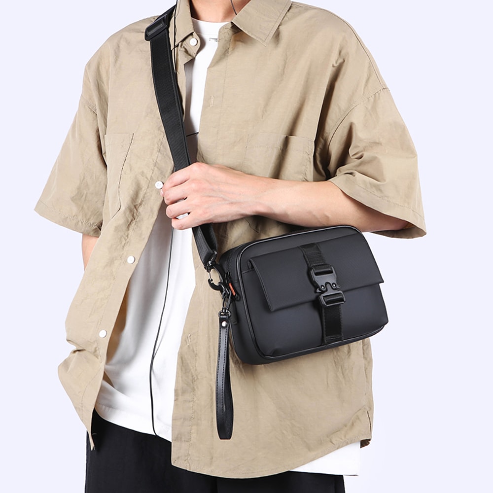 High Quality Mens Mini Shoulder Bag Soft PU Phone Clutch Crossbody 3