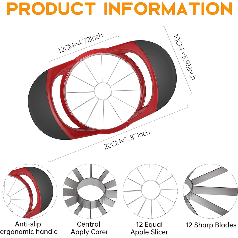 Ultra Sharp Apple Slicer Corer Stainless Steel Fruit Cutter for Effortless Slicing