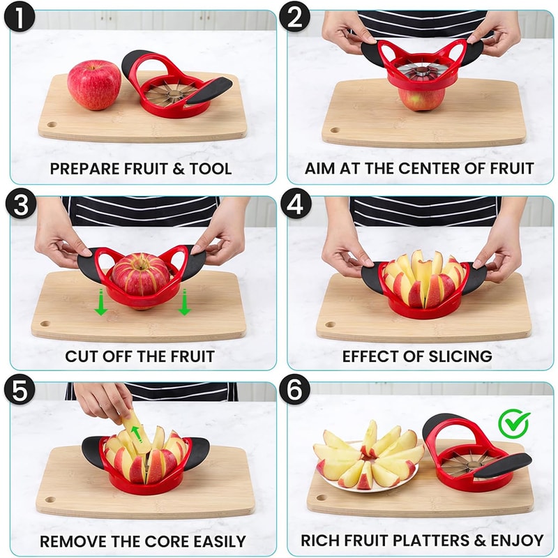 Ultra Sharp Apple Slicer Corer Stainless Steel Fruit Cutter for Effortless Slicing