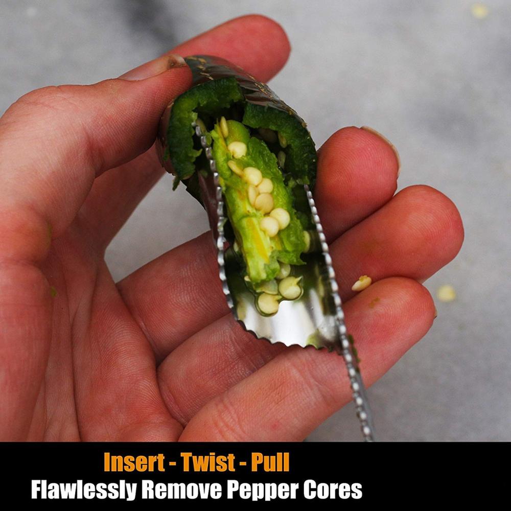 Stainless Steel pepper corer tool with Serrated Edge for Jalapeno Chili and Vegetable Coring