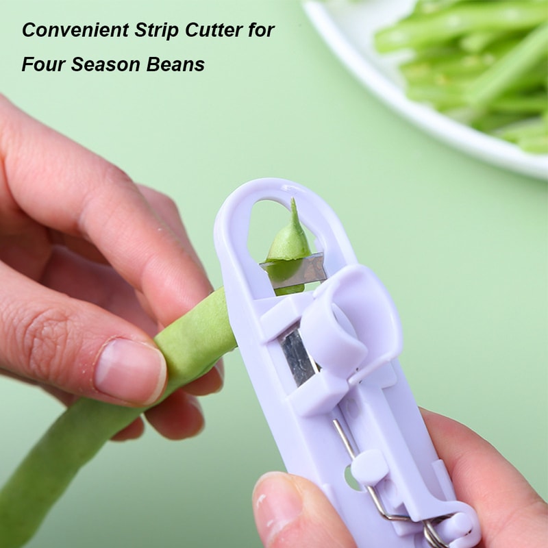 QuickSlice Green Bean Slicer Tool Stainless Steel Vegetable Prep Cutter String Remover 2
