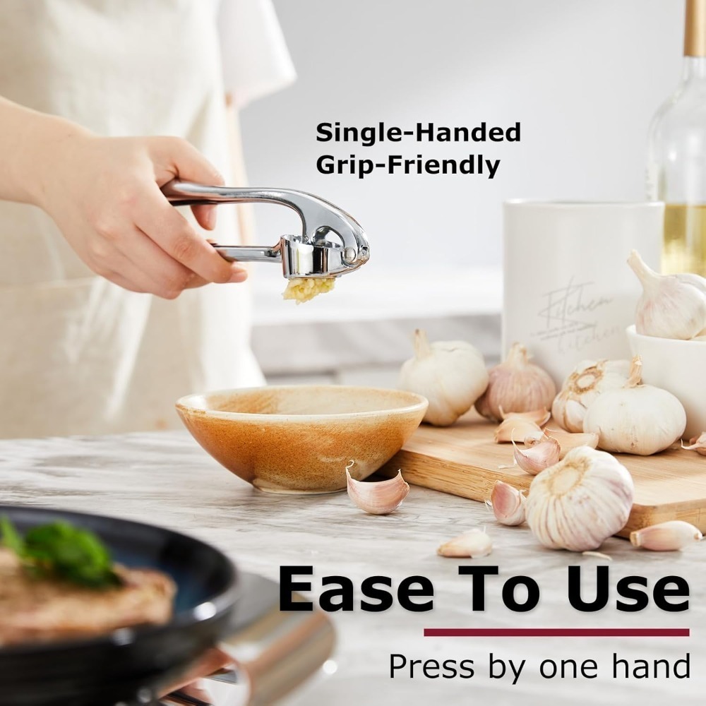 High Efficiency Stainless Steel Garlic Press Ginger Mincer Heavy Duty Easy Squeeze Crusher 1