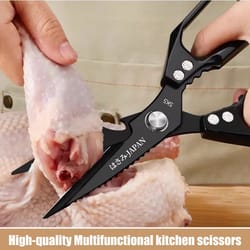 multifunctional kitchen scissors with bone cutter fish scraper & bottle opener