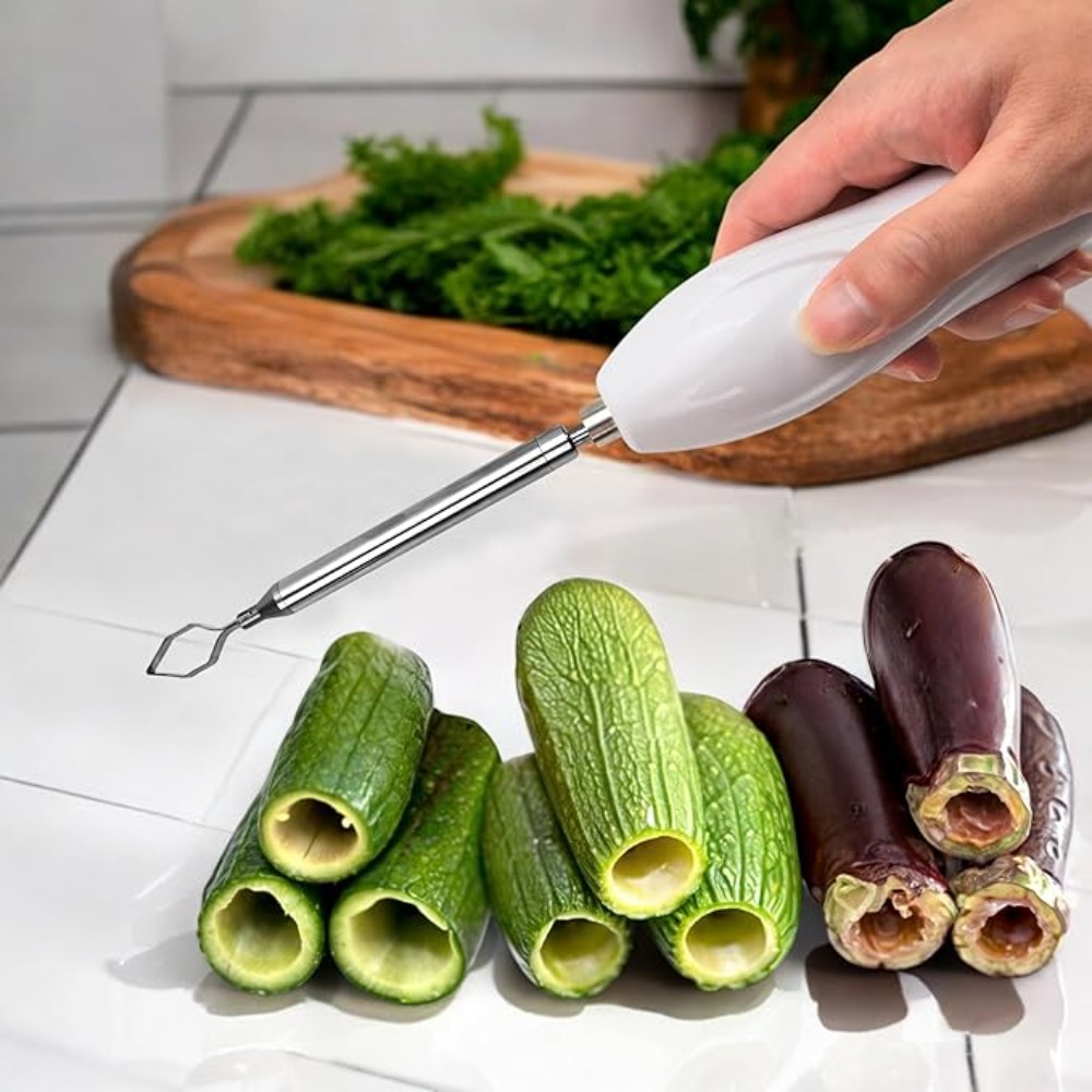 Electric Fruit Corer & Vegetable Core Digger with Replaceable Stainless Steel Heads