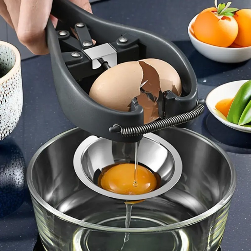 Stainless Steel Egg Cracker Tool With BuiltIn Egg Separator For MessFree Cooking 4
