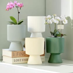 elegant ceramic orchid pot with tray for indoor plants and succulents