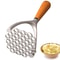 Aluminum Potato Masher with Wood Handle – Heavy Duty Manual Food & Garlic Press Tool