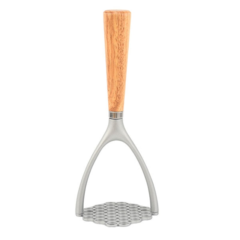 Aluminum Potato Masher with Wood Handle – Heavy Duty Manual Food & Garlic Press Tool
