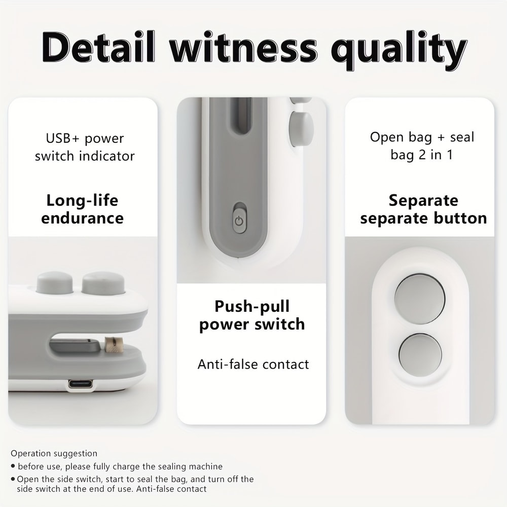 USB Rechargeable Mini Bag Sealer With Cutter Portable Chip Bag Sealer For Fresh Food Storage 3