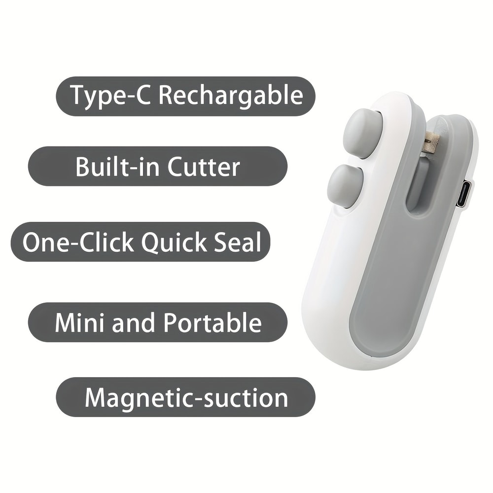 USB Rechargeable Mini Bag Sealer With Cutter Portable Chip Bag Sealer For Fresh Food Storage 4