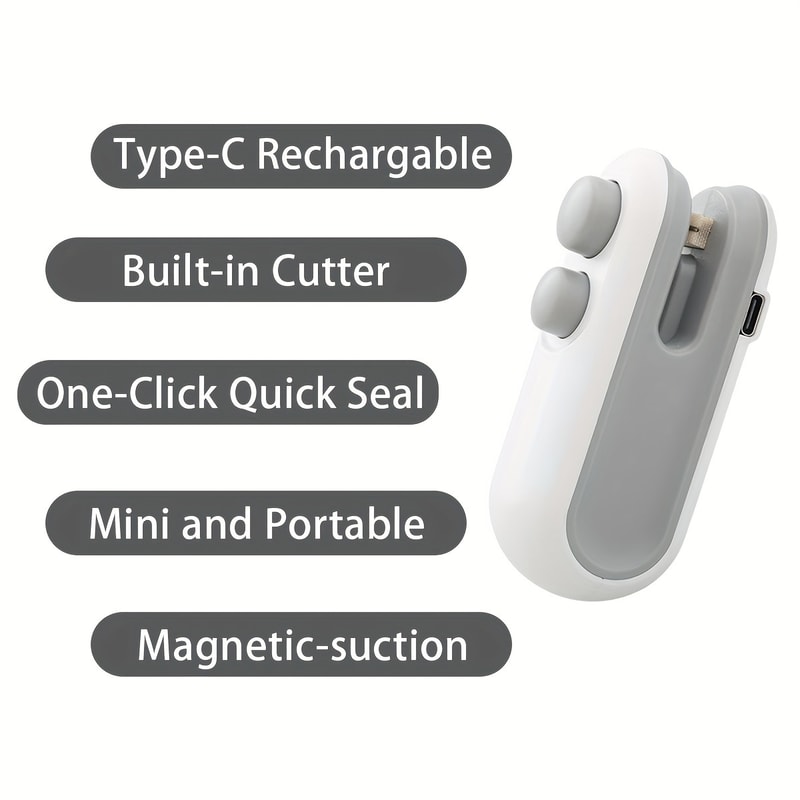 USB Rechargeable Mini Bag Sealer With Cutter Portable Chip Bag Sealer For Fresh Food Storage 4