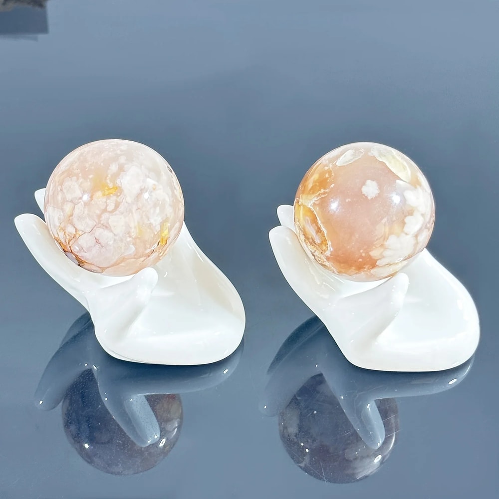 Elegant Ceramic Hand Crystal Sphere Holder For Quartz Crystal Stand Display 4